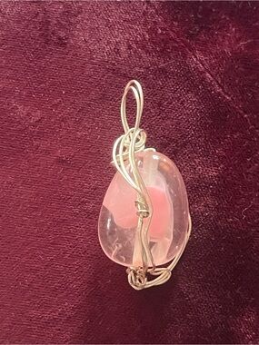 Handcrafted Pink Stone Wire-Wrap Pendant